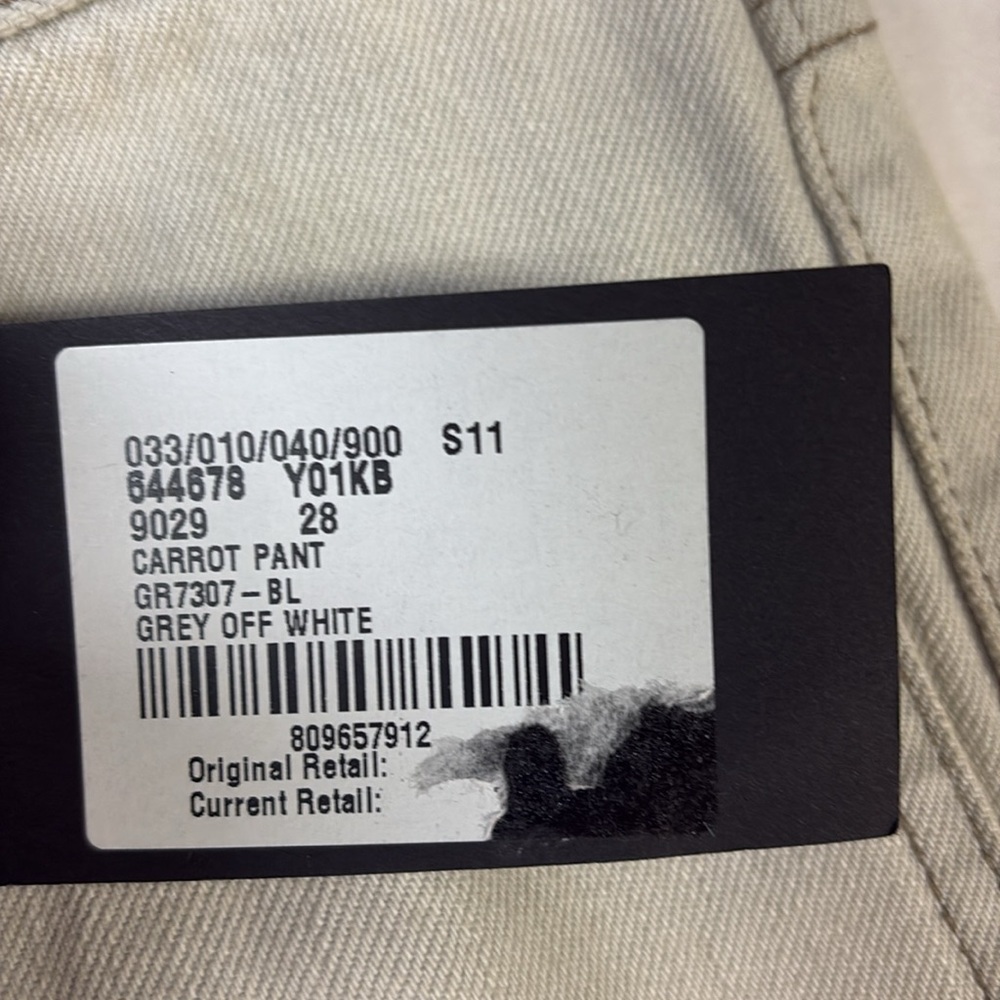 SAINT LAURENT Carrot Fit Denim Jeans Grey Off White Size 28 NWT - Picture 12 of 12